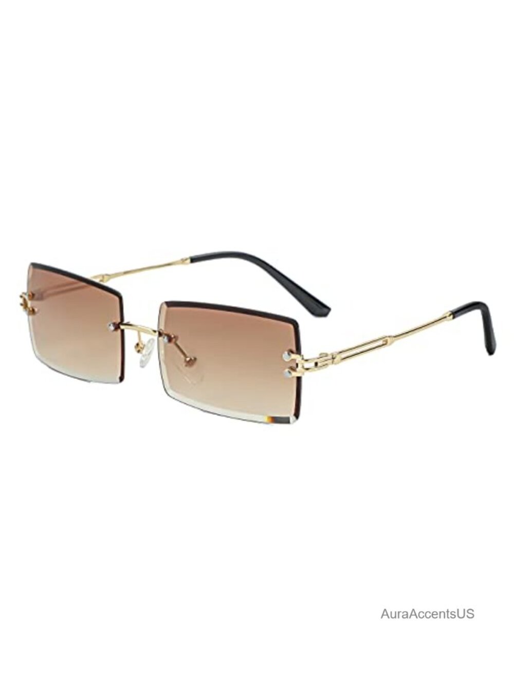 Rimless Rectangle Sunglasses UV400 Gradient Lens Anti-Reflective Unisex